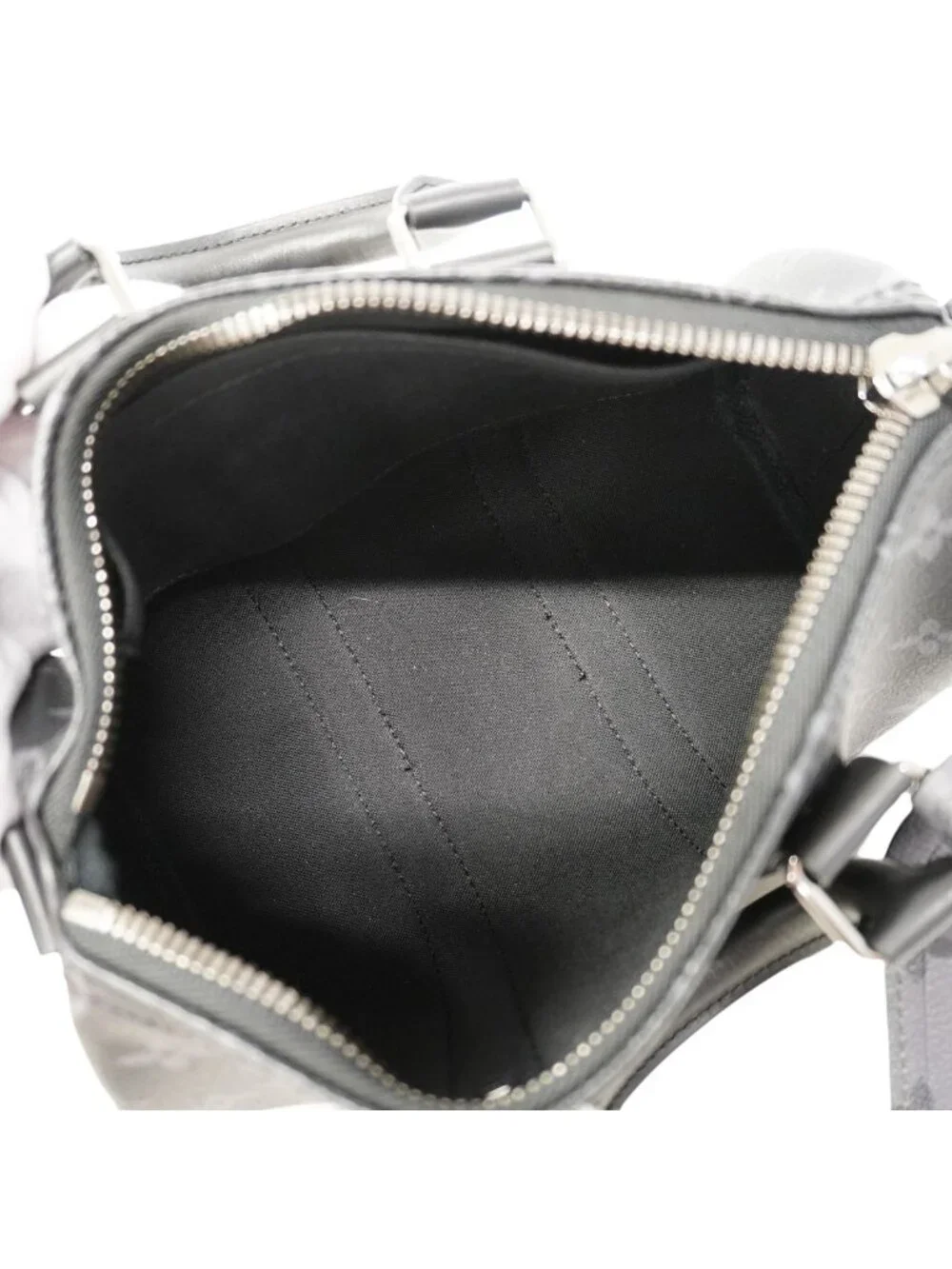 Louis Vuitton Handbag Monogram Eclipse Keepall Bandouliere 25 Black Gray 2-Way